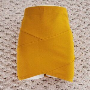 Mustard Knit Ribbed Hi-low Mini Skirt- S- NWOT